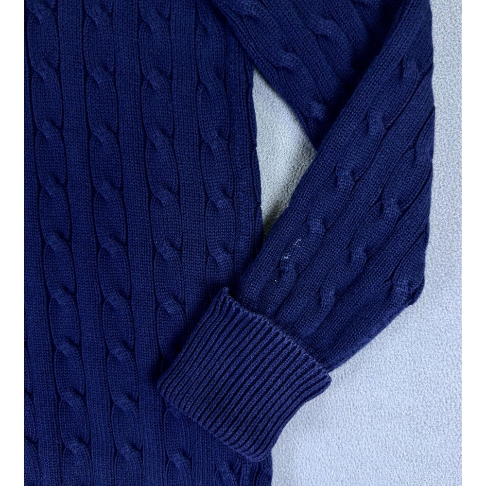 Ralph Lauren Sport Sweater Dress Large Blue Cable Knit Roll Neck Old Money Prep - Picture 6 of 9